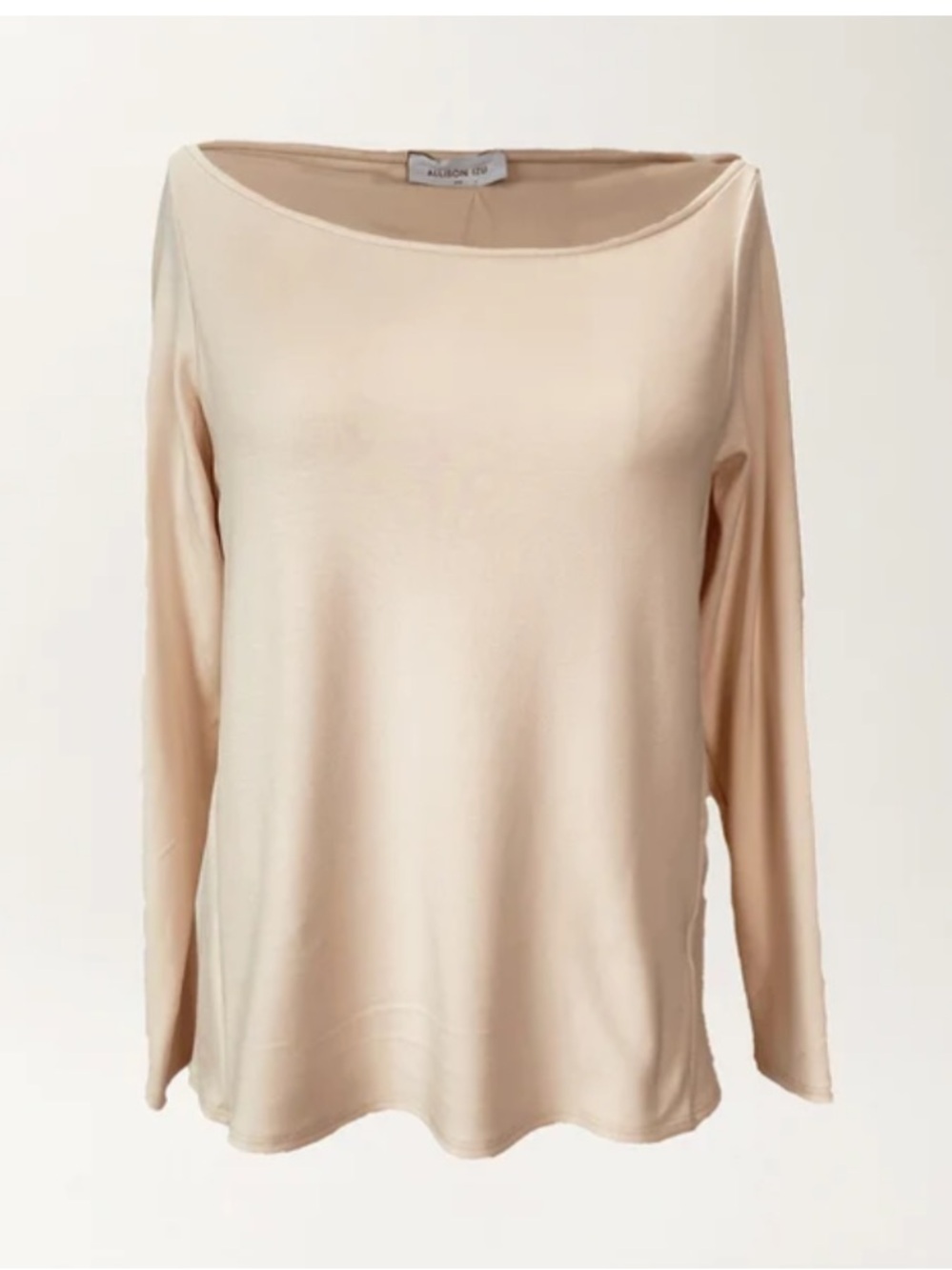 NWT Allison Izu Shannen Long Sleeve Scoop Neck Top - Blush Cream